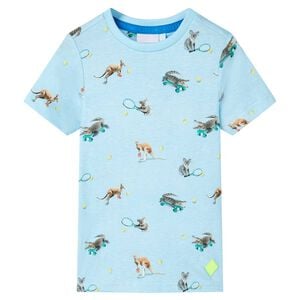 vidaXL T-shirt para crian&ccedil;a azul-claro mesclado 116