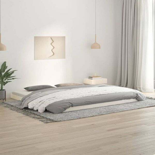 vidaXL Estrutura de cama 200x200 cm madeira de pinho maci&ccedil;a branco