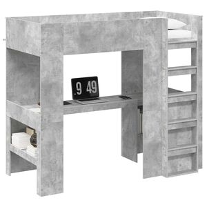 vidaXL Estrutura de Cama Loft com Mesa Cinzento 98.5 x 200 cm