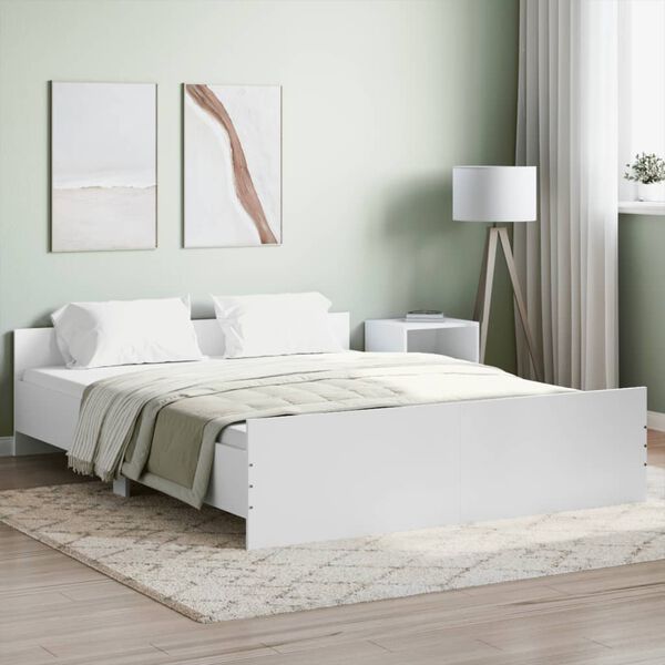 vidaXL Estrutura de cama c/ painéis cabeceira e pés 150x200 cm branco