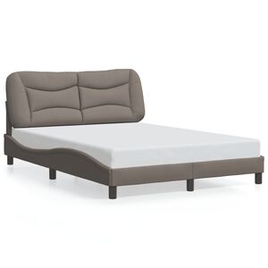 vidaXL Estrutura de cama sem colch&atilde;o Hvar 120x200 cm tecido cinza-acastanhado