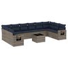vidaXL Conjunto de sof&aacute; de jardim com 11 pe&ccedil;as e almofadas em rattan sint&eacute;tico cinza