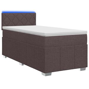 vidaXL Cama box spring com colch&atilde;o Marrom Escuro 90 x 200 cm Tecido