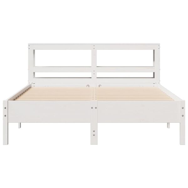 vidaXL Cama sem colch&atilde;o 140x200 cm madeira de pinho maci&ccedil;a branco