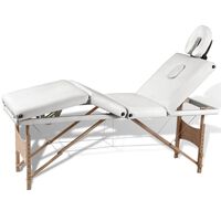 vidaXL Mesa massagens dobrável 4 zonas estrutura madeira branco nata