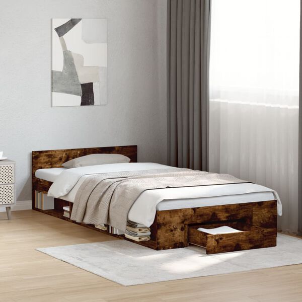 vidaXL Estrutura de cama c/ gaveta 90x190 cm derivados de madeira