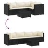vidaXL 5 pcs conjunto lounge de jardim c/ almofad&otilde;es vime PE preto