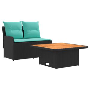 vidaXL Sof&aacute; de Jardim com Bra&ccedil;o e Mesa Levant&aacute;vel 2 Pe&ccedil;a Rattan de PE