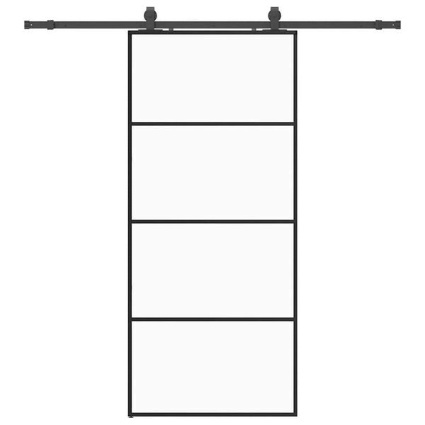 vidaXL Porta deslizante c/ conj. ferragens 90x205cm vidro ESG preto