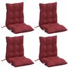 vidaXL Almofad&otilde;es cadeira encosto baixo 4 pcs oxford vermelho-tinto