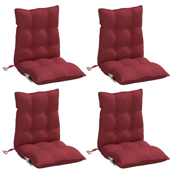 vidaXL Almofad&otilde;es cadeira encosto baixo 4 pcs oxford vermelho-tinto