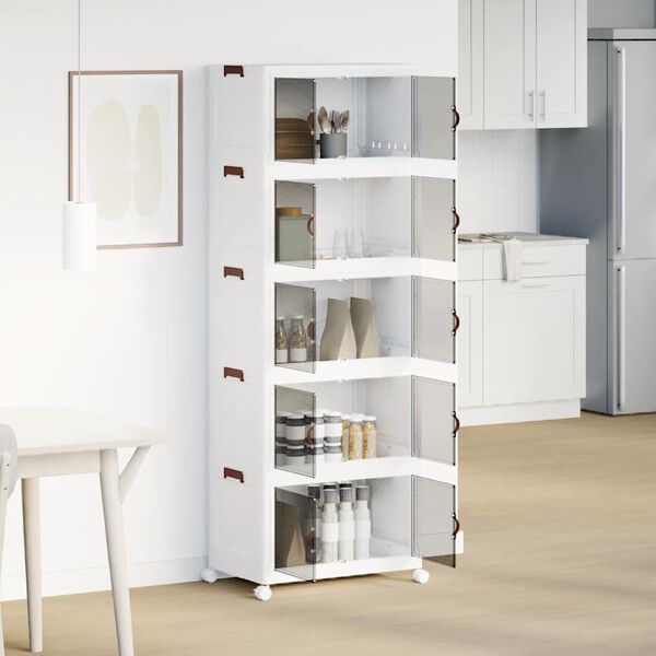 vidaXL Caixa arruma&ccedil;&atilde;o empilh&aacute;vel com rodas 5 n&iacute;veis 75 L 64x40x179 cm