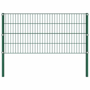 vidaXL Painel de veda&ccedil;&atilde;o com postes de ferro 176,5x80 cm verde