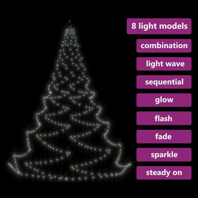 vidaXL Árvore de Natal parede 260 luzes LED 3 m int/ext branco frio