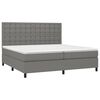 vidaXL Cama box spring c/ colch&atilde;o e LED 200x200 cm tecido cinza-escuro