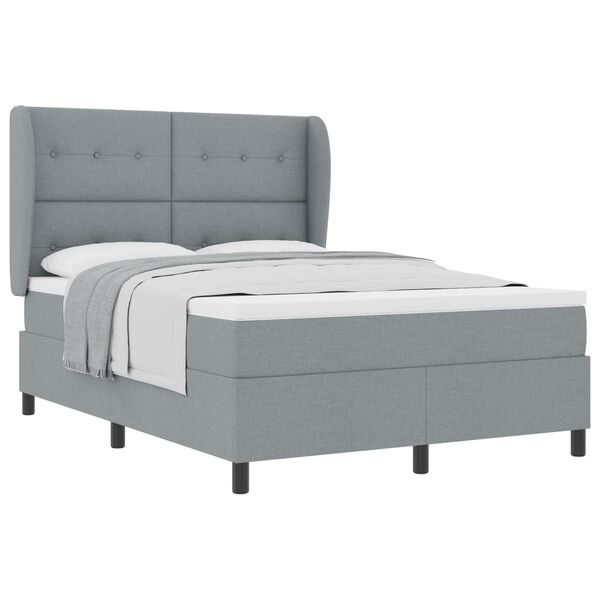 vidaXL Cama Box com colch&atilde;o Cinzento-claro 140 x 190 cm tecido