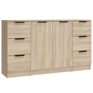 vidaXL Aparadores 3 pcs madeira processada cor carvalho sonoma