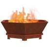 vidaXL Fire Pit Castanho 75 x 75 x 28 cm A&ccedil;o resistente &agrave;s intemp&eacute;ries