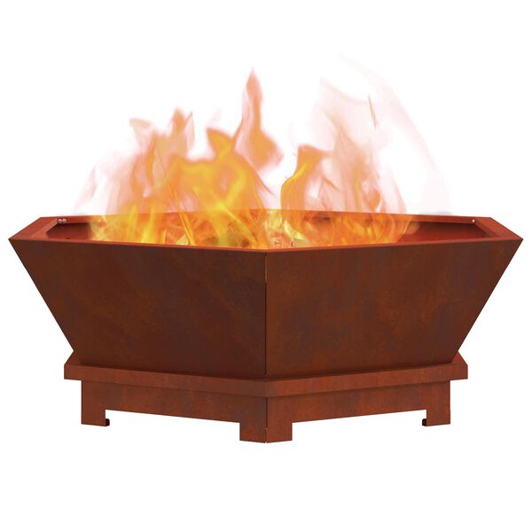 vidaXL Fire Pit Castanho 75 x 75 x 28 cm A&ccedil;o resistente &agrave;s intemp&eacute;ries
