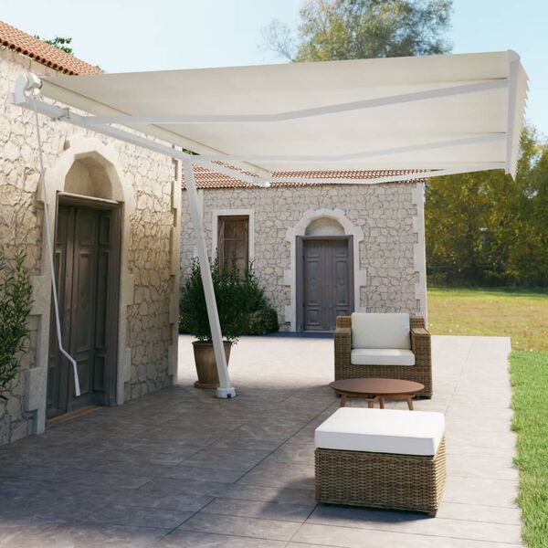 vidaXL Toldo retr&aacute;til manual independente 600x350 cm cor creme