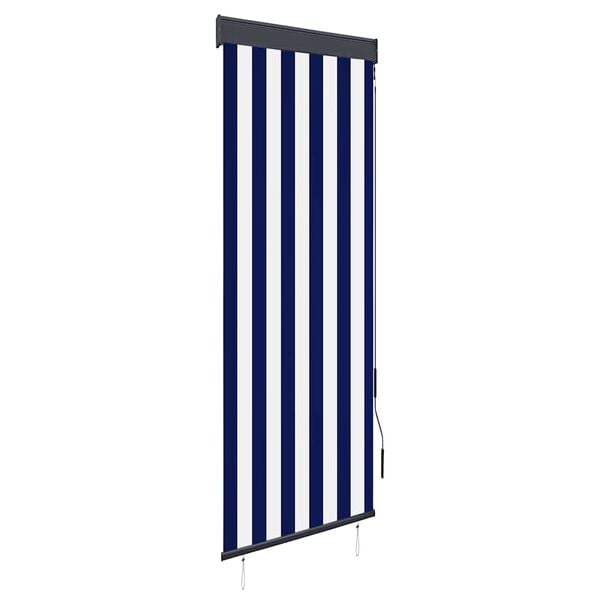 vidaXL Estore de rolo para exterior 60x250 cm azul e branco