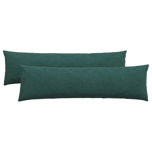 vidaXL Travesseiros de Sof&aacute; 2 pcs Verde Escuro 145 x 40 cm