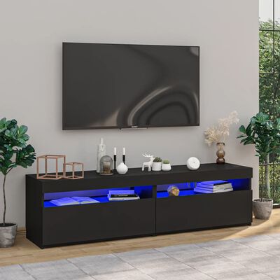 vidaXL Móvel de TV com luzes LED 2 pcs 75x35x40 cm preto