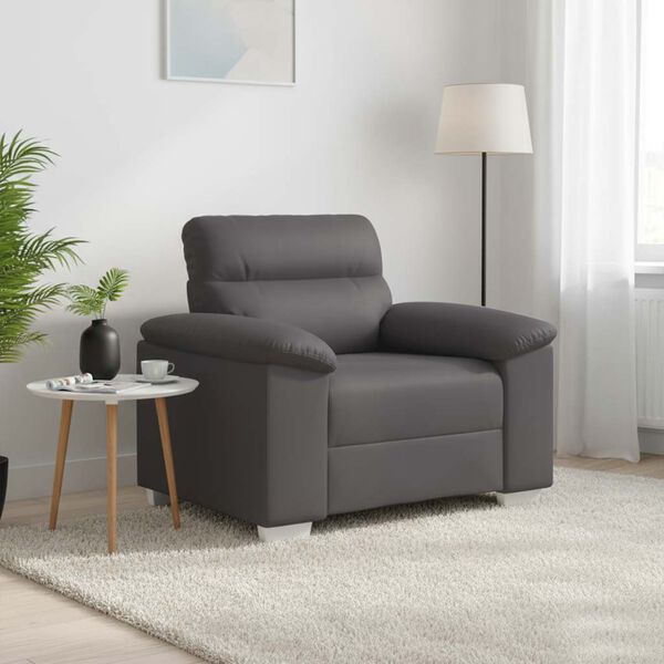 vidaXL Poltrona 100x81x84 cm couro artificial cinzento