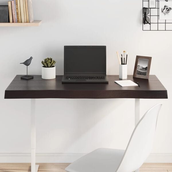 vidaXL Tampo de mesa com bordas vivas maci&ccedil;o tratado castanho-escuro