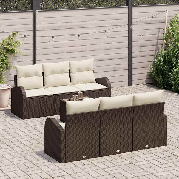 vidaXL Conjunto de Sof&aacute; de Jardim Castanho 55 x 55 x 37 cm vime PE