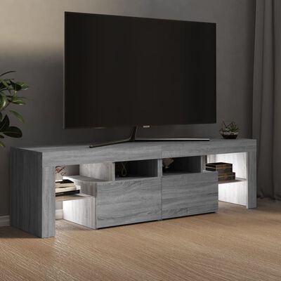 vidaXL Móvel de TV com luzes LED 140x36,5x40 cm cinzento sonoma