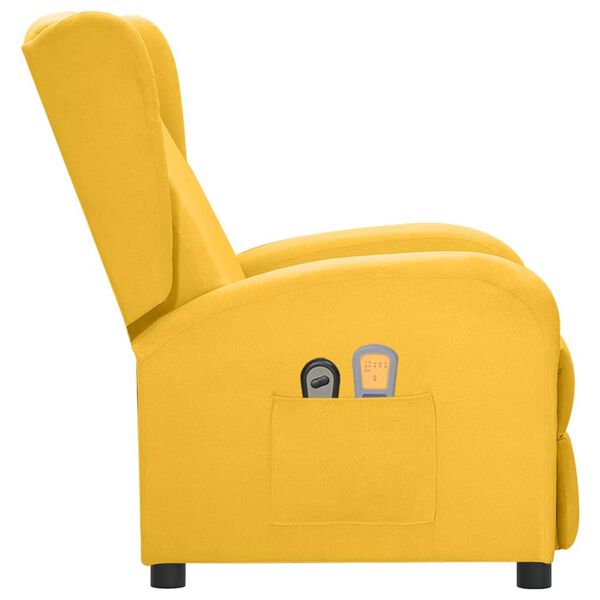 vidaXL Poltrona elétrica de massagens tecido amarelo