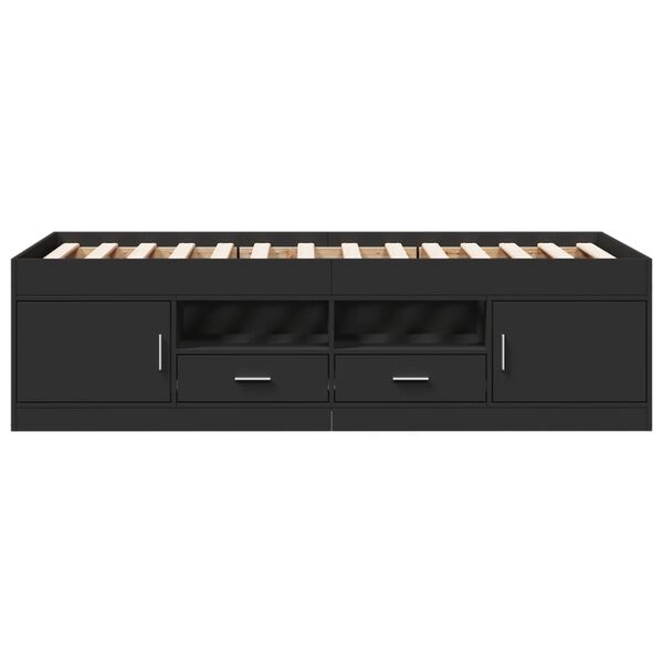 vidaXL Sof&aacute;-cama com gavetas sem colch&atilde;o 75x190 cm preto