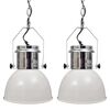 vidaXL Candeeiros de teto em metal 2 pcs altura ajust&aacute;vel branco