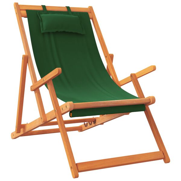 vidaXL Cadeiras de praia dobr&aacute;veis 2 pcs tecido verde
