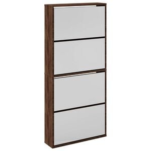 vidaXL Sapateira c/ espelho 4 divis&oacute;rias 63x17x134cm carvalho castanho
