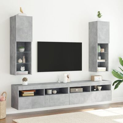 vidaXL Móvel de TV com luzes LED 30,5x30x102 cm cinzento cimento