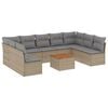 vidaXL 10 pcs conjunto de sof&aacute;s p/ jardim com almofad&otilde;es vime PE bege