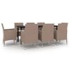 vidaXL 9 pcs conjunto de jantar p/ jardim c/ almofad&otilde;es vime PE/vidro