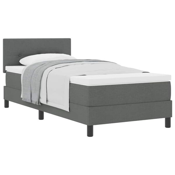 vidaXL Cama Box com colchão Cinza Escuro 90 x 190 cm tecido