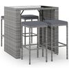 vidaXL 5 pcs conjunto de bar p/ jardim c/ almofad&otilde;es vime PE cinzento