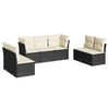 vidaXL 7 pcs conjunto de sof&aacute;s p/ jardim c/ almofad&otilde;es vime PE preto