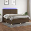 vidaXL Cama box spring c/ colch&atilde;o/LED 160x200cm tecido castanho-escuro