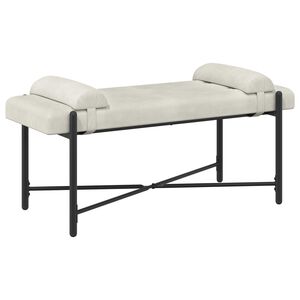 vidaXL Banco com bot&otilde;es e travesseiros Creme 110 x 40 x 46 cm Veludo