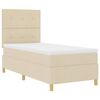 vidaXL Cama Box com colch&atilde;o com cabeceira Creme 90 x 190 cm tecido