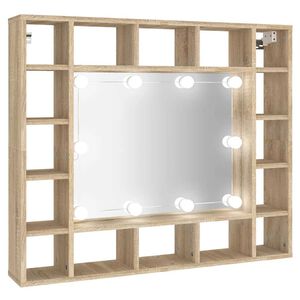 vidaXL Arm&aacute;rio espelhado com LED 91x15x76,5 cm carvalho sonoma