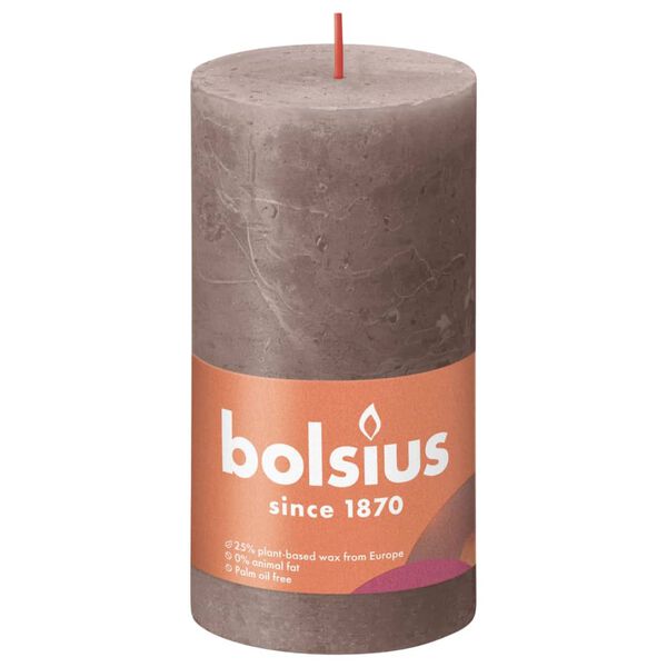 Bolsius Velas r&uacute;sticas cil&iacute;ndricas Shine 4pcs 130x68mm cinza-acastanh.