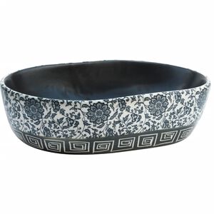 vidaXL Lavat&oacute;rio de bancada oval 47x33x13 cm cer&acirc;mica preto e azul