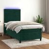 vidaXL Cama box spring c/ colch&atilde;o/LED 80x200 cm veludo verde-escuro