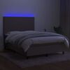 vidaXL Cama box spring colch&atilde;o/LED 140x190cm tecido cinza-acastanhado